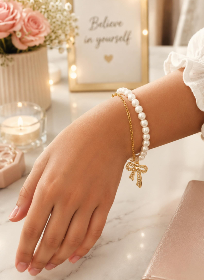 Pearly Bow Kids Bracelet
