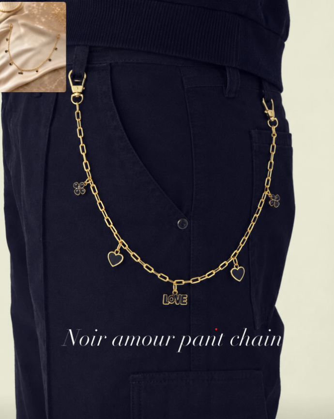 Noir amour Pants Chain