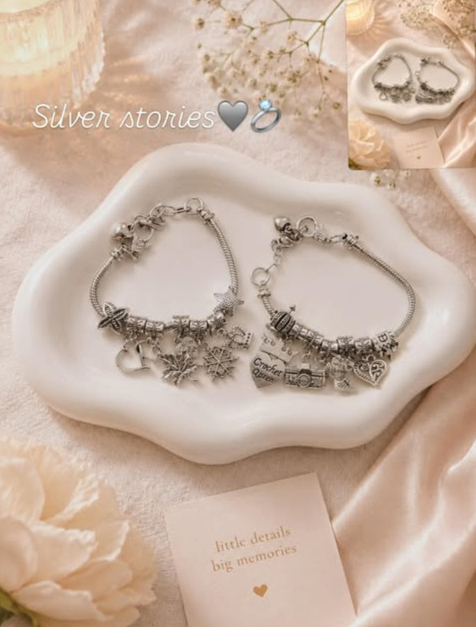 Silver stories bracelets