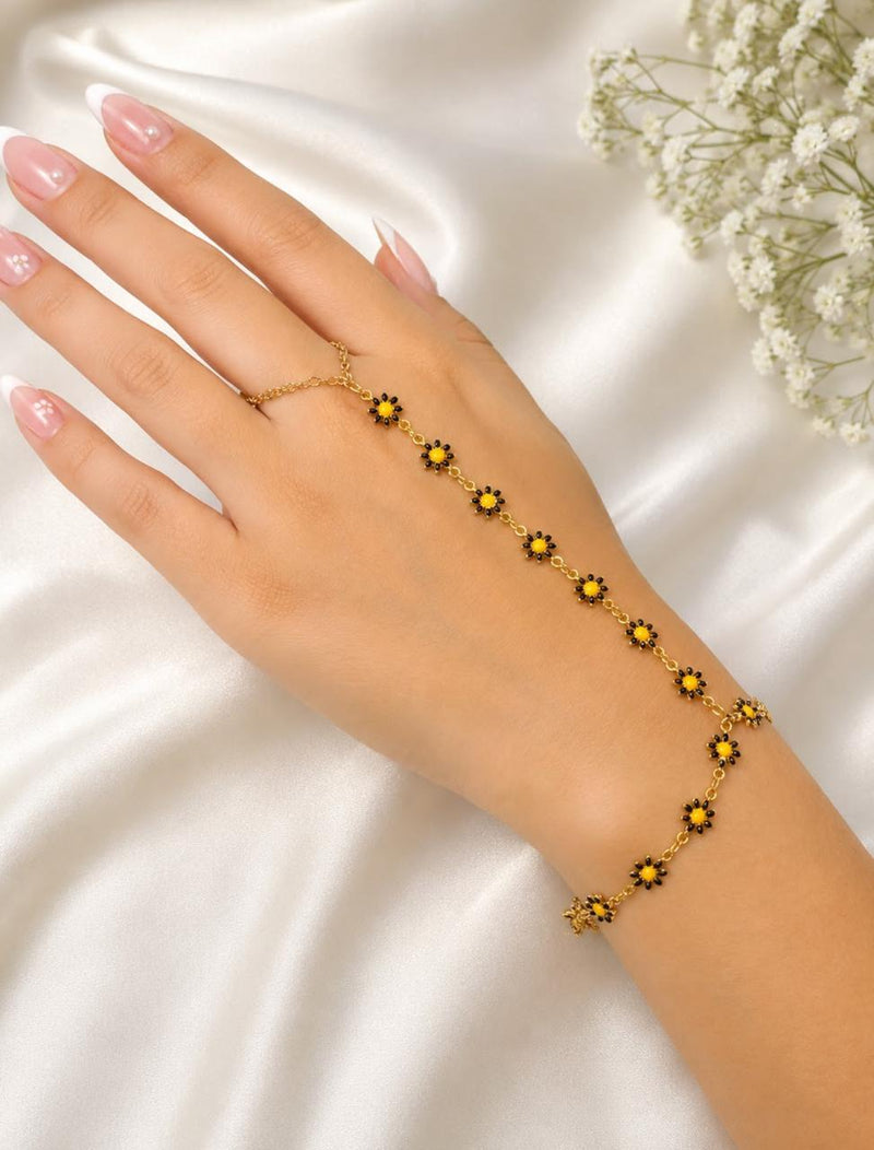 Golden garden ring-to-bracelet chain