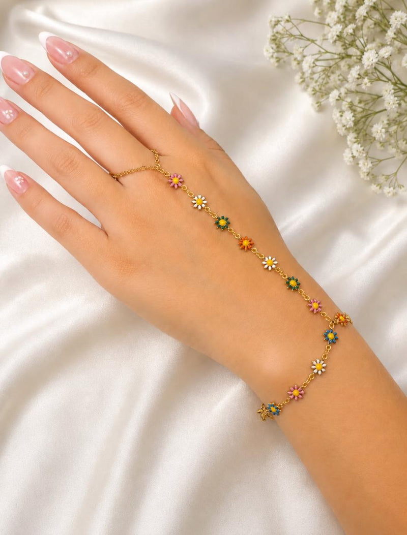 Colorful garden ring-to-bracelet chain