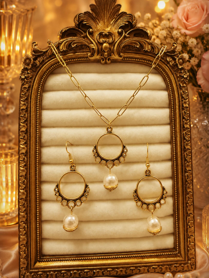 Circles pearl earrings